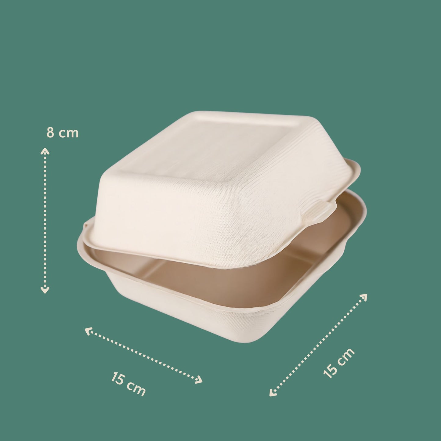 Honest Pack Burger Box from Sugarcane Fibre, 15 x 15 x 8 cm