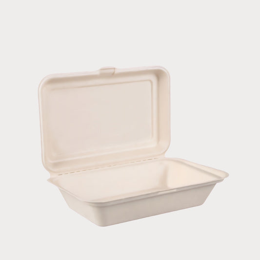 Honest Pack Clamshell Container from Sugarcane Fibre, 25 x 16 x 6.5 cm, 1000 ml