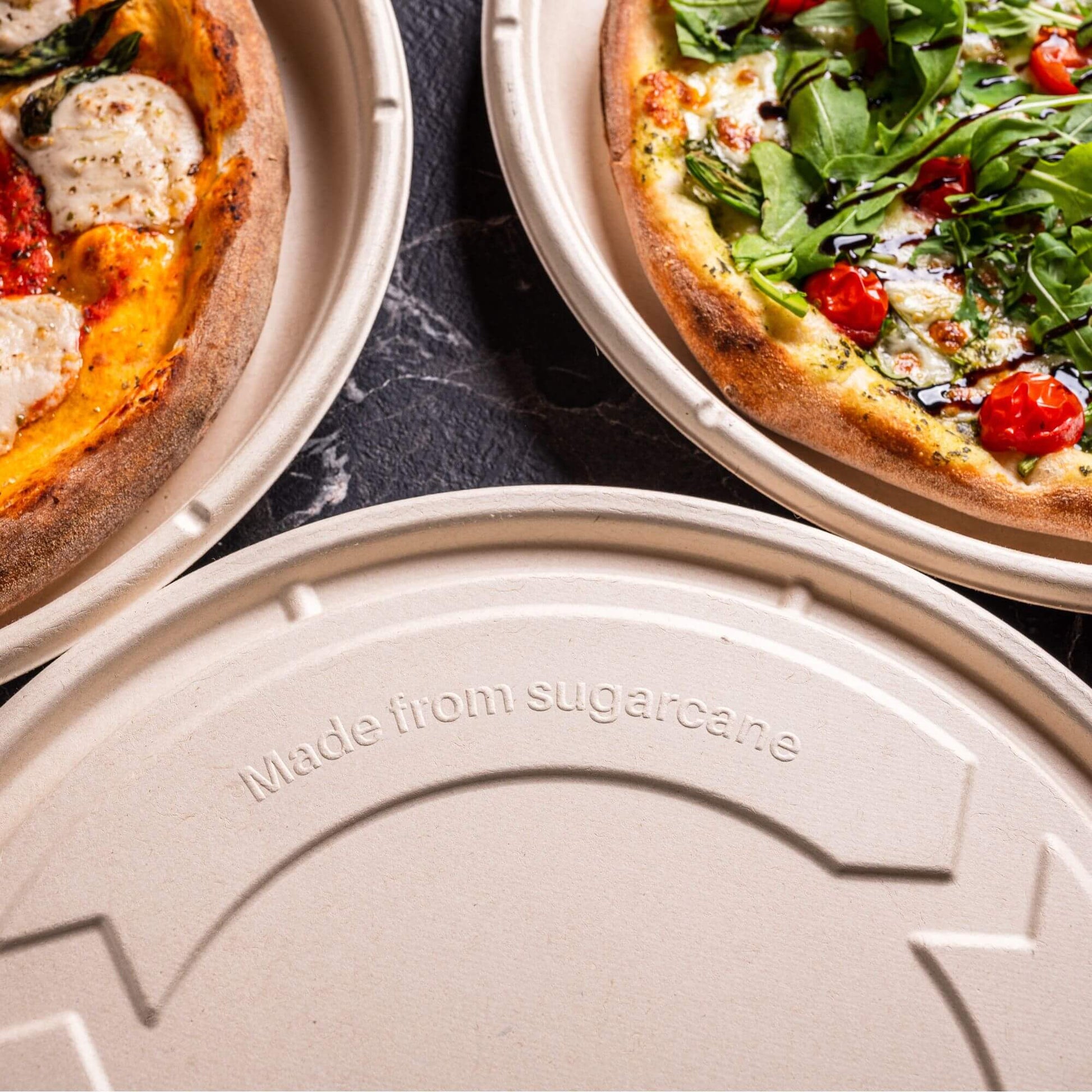 World Centric 14 Compostable Fiber Round Clamshell Pizza Container -  100/Case